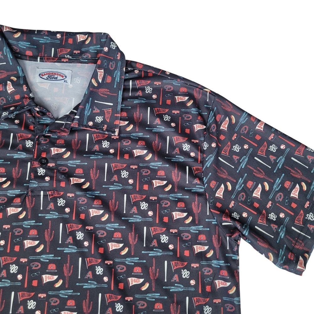 Sanderson Ford Arizona Diamondbacks Mens XL Polo Shirt Black Multi Baseball - Picture 1 of 6